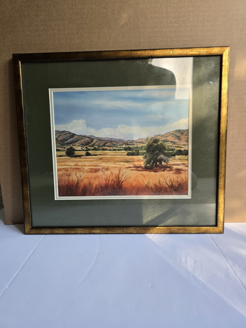 Framed "Summer Grasses" Landscape Giclee Print in Gold Frame Rosanne Seitz